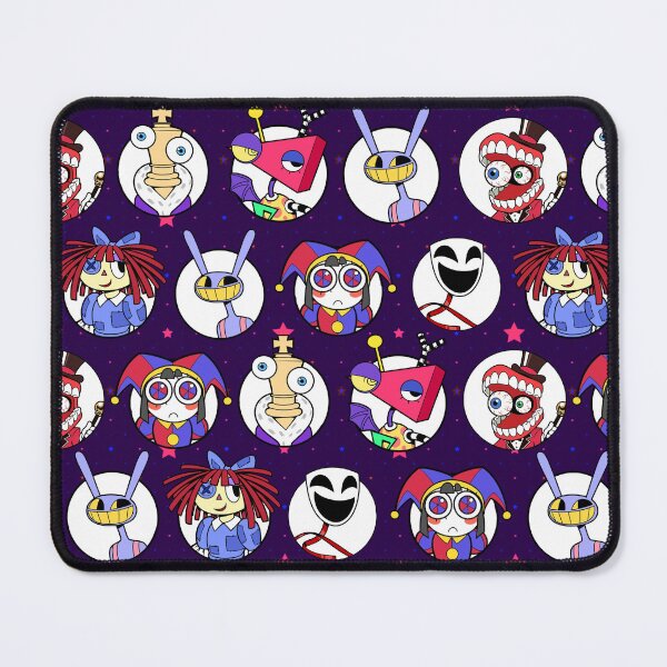 Item preview, TADC The Amazing Digital Circus Seamless Pattern Blue Background! Jax, Kinger, Gangle, Zooble, Ragatha, Pomni, Caine. designed and sold by Playful Patternz.