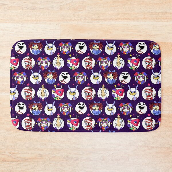 Item preview, TADC The Amazing Digital Circus Seamless Pattern Blue Background! Jax, Kinger, Gangle, Zooble, Ragatha, Pomni, Caine. designed and sold by Playful Patternz.