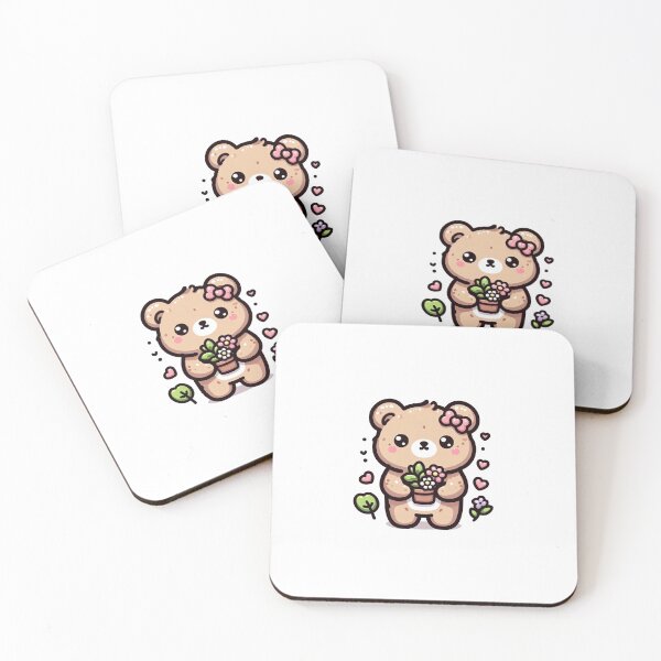 Item preview, Cute Bear Holding Flowers-Kawaii Teddy Aesthetic Sticker designed and sold by carestazafeli.