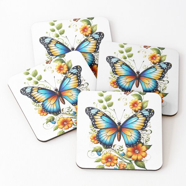Item preview, Blue and Gold Butterfly Among Wildflowers designed and sold by PholPol1959.