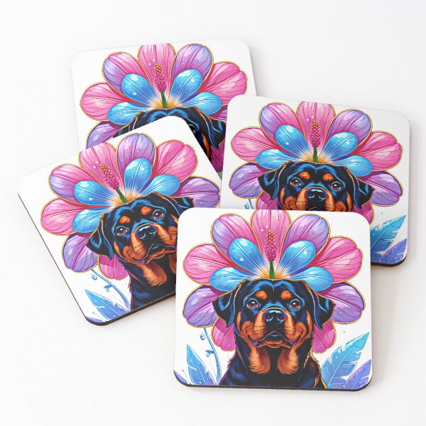 Item preview, Rottweiler with Pastel Bloom Flower | Cute Floral Dog Aesthetic Art designed and sold by meesub.
