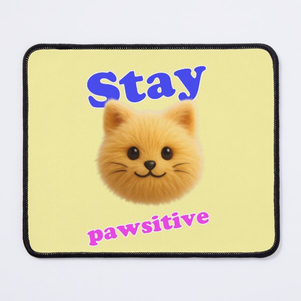 Item preview, Stay Pawsitive Yellow Cat (pun) designed and sold by Mauswohn.