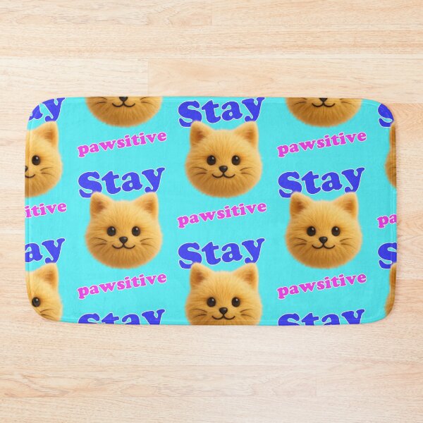 Item preview, Stay Pawsitive Yellow Cat (pun) designed and sold by Mauswohn.