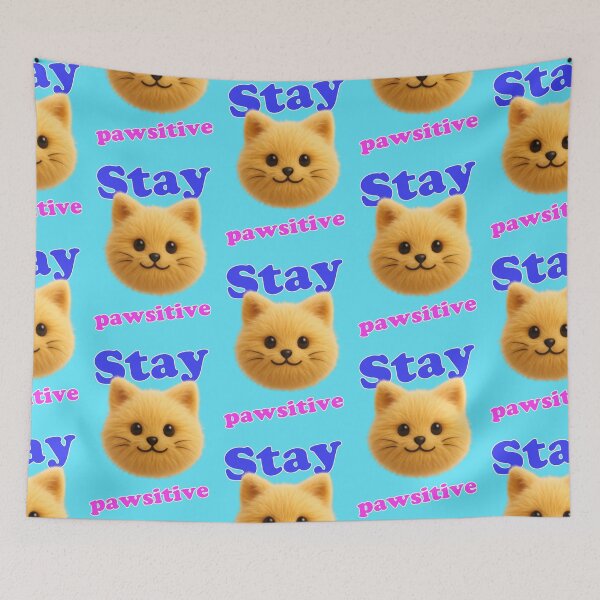 Item preview, Stay Pawsitive Yellow Cat (pun) designed and sold by Mauswohn.