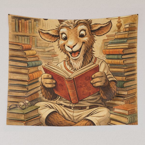 Item preview, Well-read goat in an antique library – Vintage Book Lover Design designed and sold by Mauswohn.