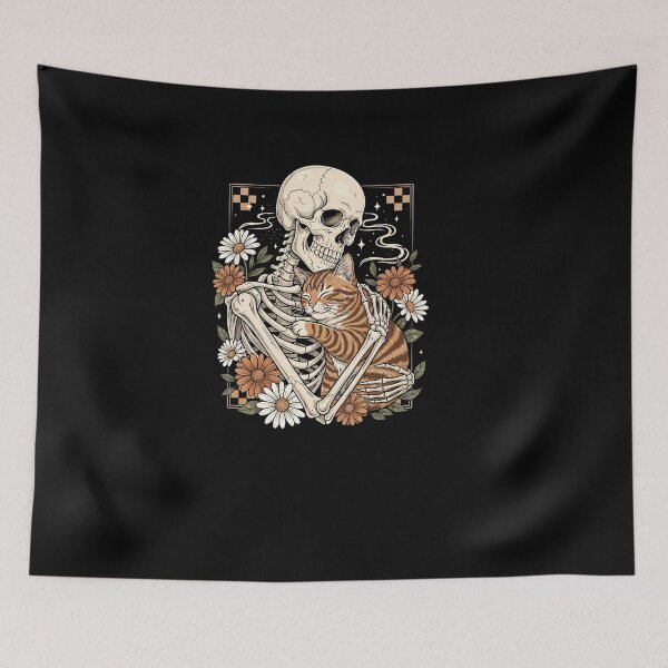 Item preview, Floral Skeleton Hugging Cat Halloween Cat Lover Cat Mom Dad designed and sold by Dressed For  Duty.
