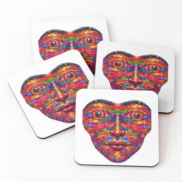Item preview, Psychedelic Cosmic Face – Neon Abstract Portrait Art | Trippy Surreal Mask Design designed and sold by BigBobInk.