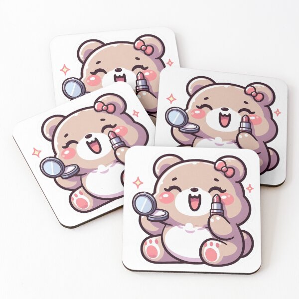 Item preview, Cute Bear Doing Makeup-Kawaii Beauty Teddy Sticker designed and sold by carestazafeli.