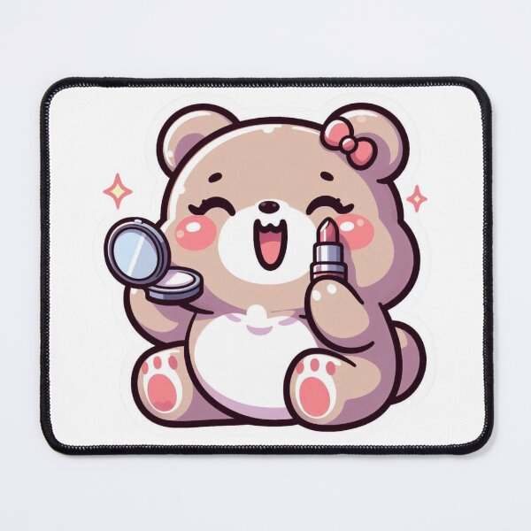 Item preview, Cute Bear Doing Makeup-Kawaii Beauty Teddy Sticker designed and sold by carestazafeli.
