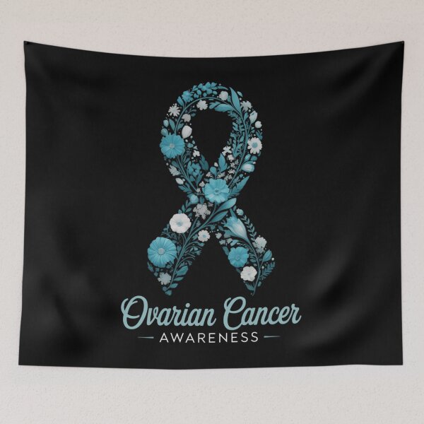 Item preview, Ovarian Cancer Awareness Hippie Flower Teal Ribbon Support designed and sold by EllenJast.
