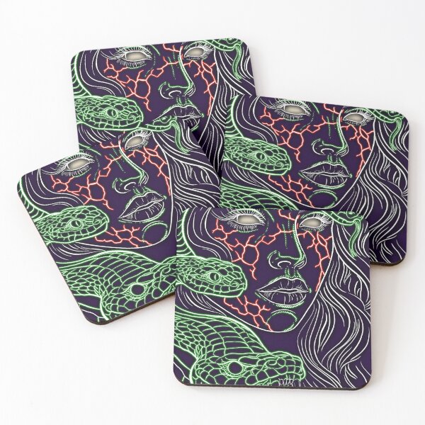 Item preview, Neon Medusa Snake Goddess – Dark Mythology Cyberpunk Art designed and sold by sososweett.