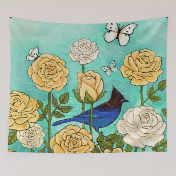 Item preview, Bluejay in Roses designed and sold by Christina Lopez.
