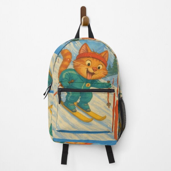 Item preview, Ski Cat Slope Adventure – Retro Winter Sports Motif designed and sold by Mauswohn.