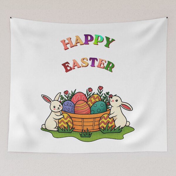 Item preview, Happy Easter With Easter Eggs And Bunnies. designed and sold by Dinasshop.