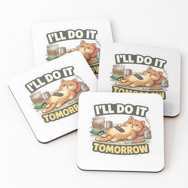 Item preview, Funny Lazy Cat “I’ll Do It Tomorrow” Sticker – Procrastination Humor Cute Cat Design designed and sold by ZenGrowth4.