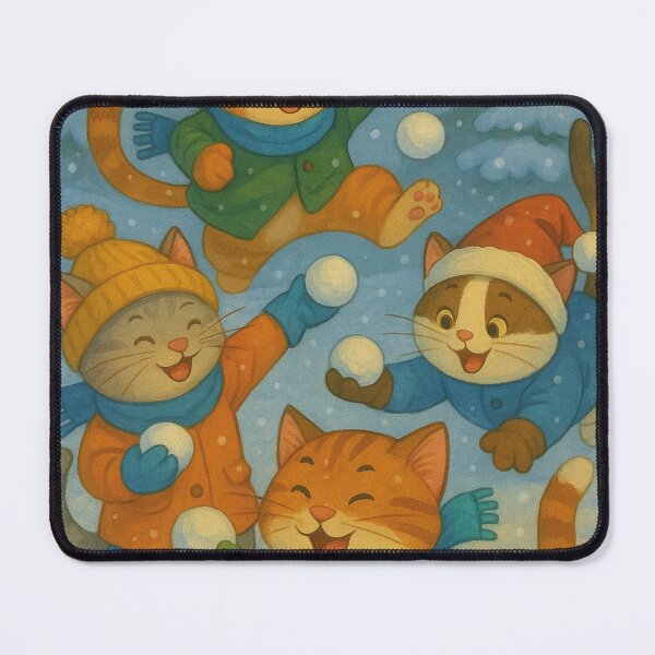 Item preview, Joyful snowball fight – cats in a winter wonderland designed and sold by Mauswohn.