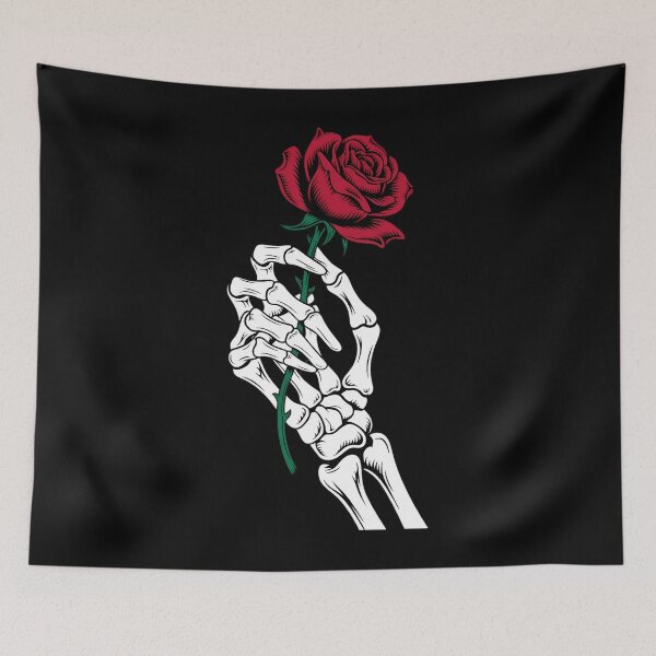 Item preview, Skeleton Hand Holding Stem Flower Valentine's Day Red Rose designed and sold by EllenJast.