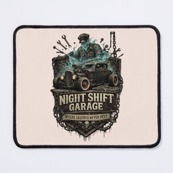 Item preview, Night Shift Garage Vintage Mechanic Hot Rod Design designed and sold by Retro Arabica.