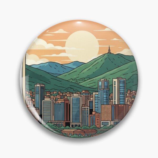 Item preview, Medellin Colombia Skyline Vintage Travel Poster designed and sold by Juanpv08.