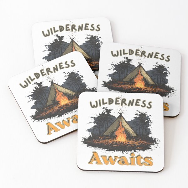 Item preview, Wilderness Awaits Camping Campfire Tent T-Shirt  designed and sold by Emberveil Studio.