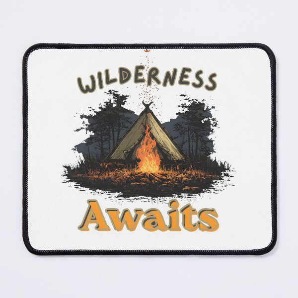 Item preview, Wilderness Awaits Camping Campfire Tent T-Shirt designed and sold by Emberveil Studio.