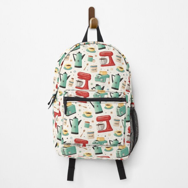 Item preview, Atomic Age Kitchen Essentials – Teal & Cherry Red Vintage Graphic Tile designed and sold by OpenDreamArts.