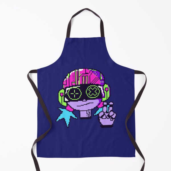 Item preview, Cyberpunk Pixel Art Girl with Neon Goggles and Headphones Peace Sign designed and sold by QuietBloom80.