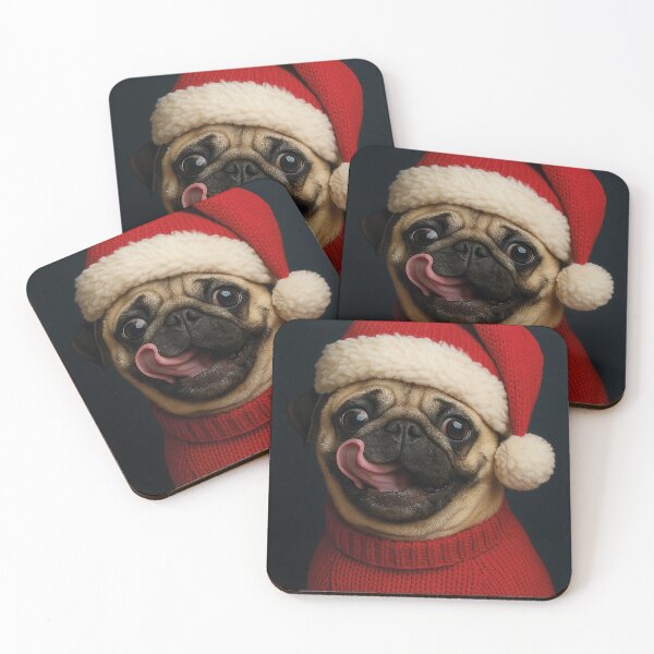 Item preview, Sweet anticipation: Pug in Christmas outfit designed and sold by Mauswohn.