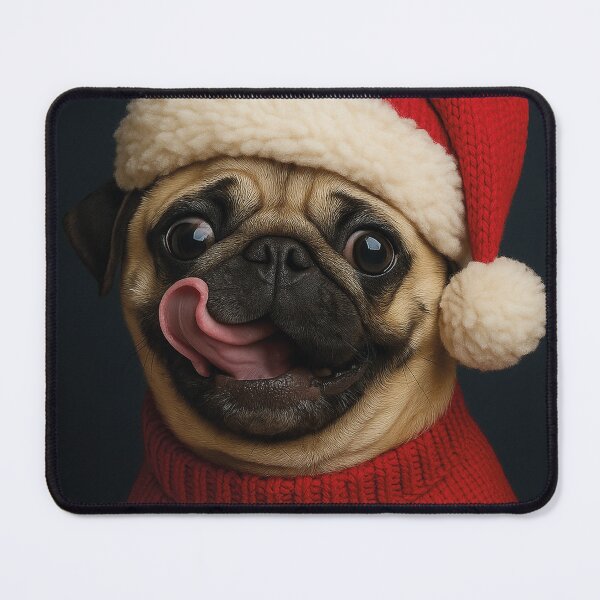 Item preview, Sweet anticipation: Pug in Christmas outfit designed and sold by Mauswohn.