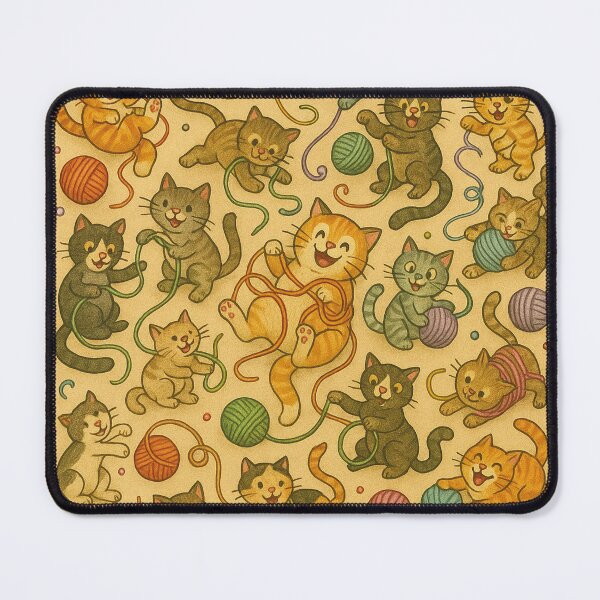 Item preview, Woolly chaos: Playful cats with colorful balls of yarn. designed and sold by Mauswohn.