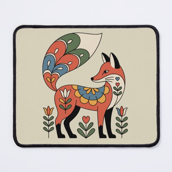 Item preview, scandinavian folk art - nordic folk art - Swedish dala - botanical - geometric animal - whimsical nature - boho folk art - nordic botanical - Dala-Inspired designed and sold by JansenGS.