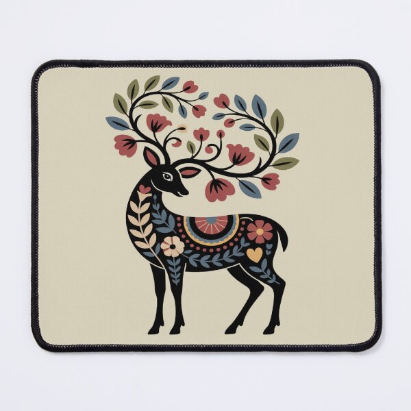 Item preview, scandinavian folk art - nordic folk art - Swedish dala - botanical - geometric animal - whimsical nature - boho folk art - nordic botanical - Dala-Inspired designed and sold by JansenGS.
