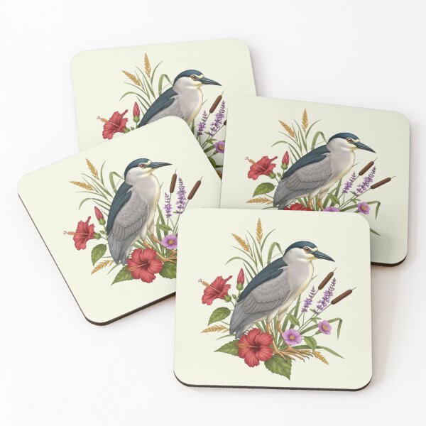 Item preview, Black-Crowned Night Heron Among Wetland Wildflowers designed and sold by BirdsnStuff.