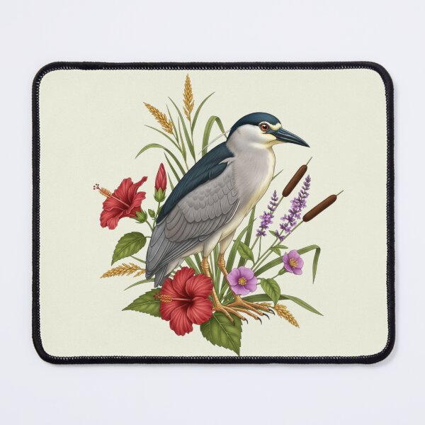 Item preview, Black-Crowned Night Heron Among Wetland Wildflowers designed and sold by BirdsnStuff.