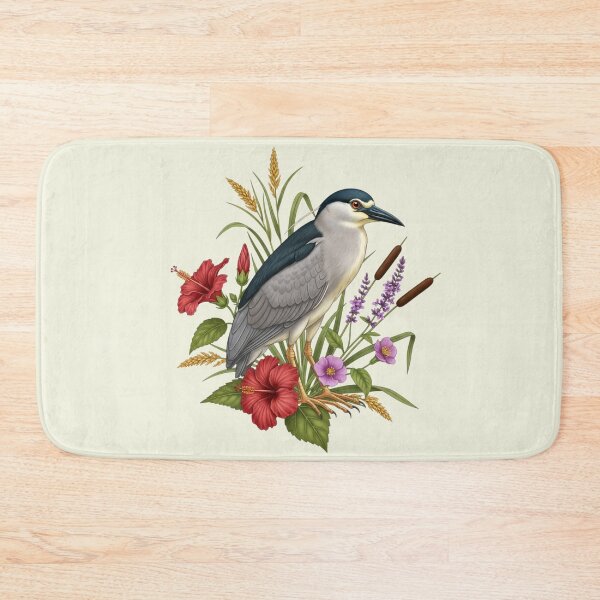 Item preview, Black-Crowned Night Heron Among Wetland Wildflowers designed and sold by BirdsnStuff.