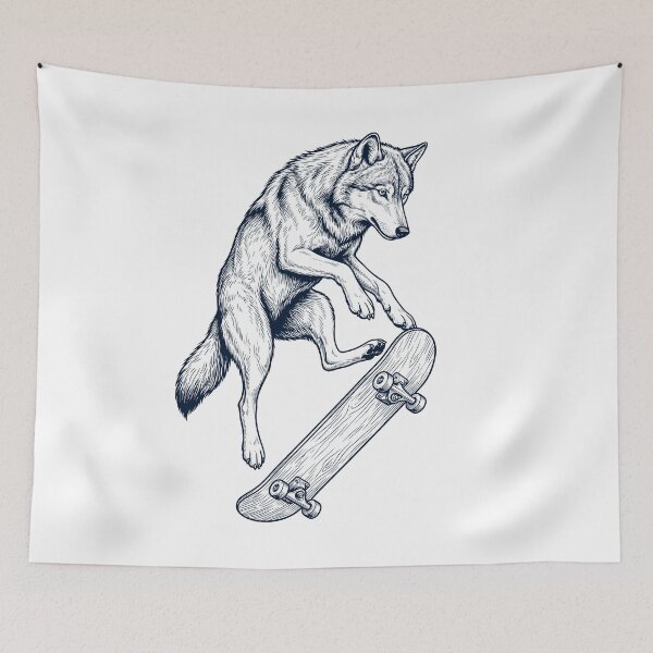 Item preview, Vintage Wolf Skateboarding Skate Animal Lover designed and sold by DoodleTortle.