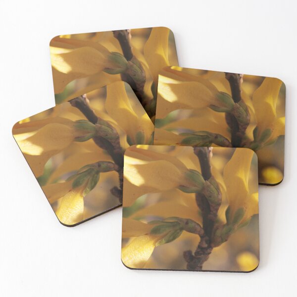 Item preview, Vibrant Forsythia Wildflower Macro - Cottagecore Spring Art designed and sold by vikko-art.