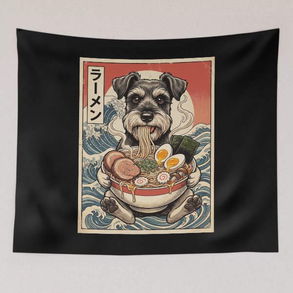 Item preview, Vintage Miniature Schnauzer Ramen Japanese Kawaii Anime Dog Lover designed and sold by TerryConnells.