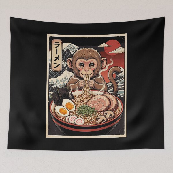 Item preview, Vintage Monkey Ramen Japanese Kawaii Anime Animal Lover designed and sold by TerryConnells.
