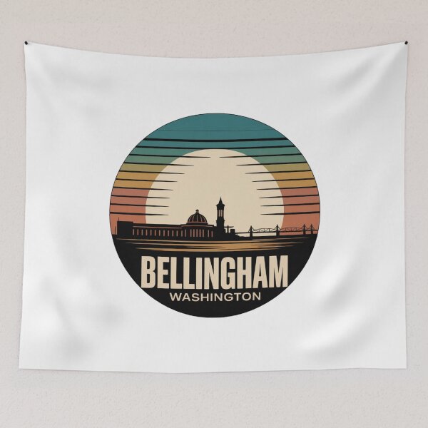 Item preview, Bellingham Washington: Teal Orange Red Sunset Badge designed and sold by CircinusStore.