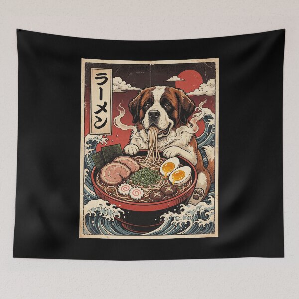 Item preview, Vintage Saint Bernard Ramen Japanese Kawaii Anime Dog Lover designed and sold by TerryConnells.