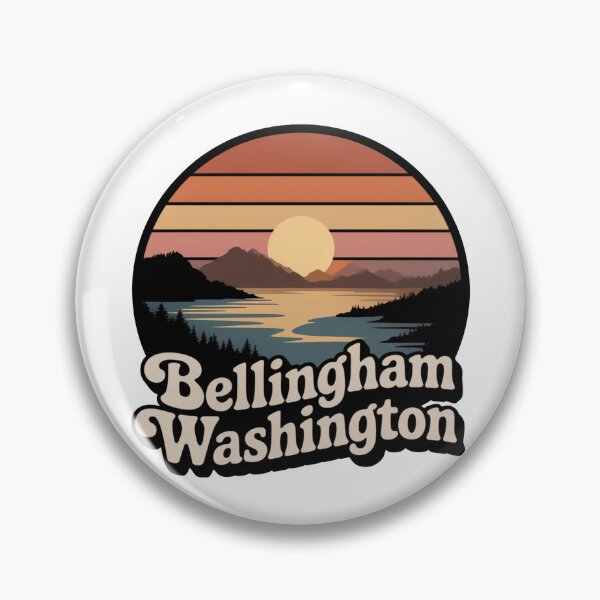 Item preview, Bellingham Washington: Retro Mountain Sunset Badge designed and sold by CircinusStore.