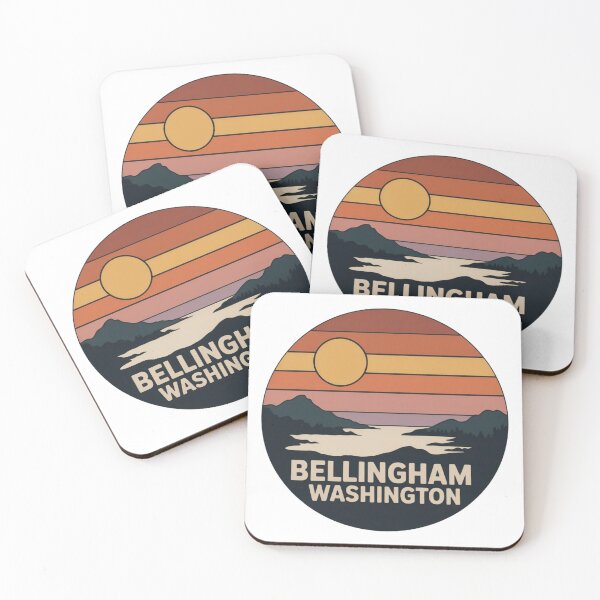 Artikelvorschau, Bellingham, Washington: Retro Sunset Mountain Abzeichen entworfen und verkauft von CircinusStore.