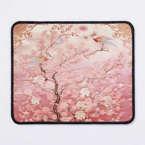 Item preview, Silk Floral Birds Pink Rose Gentle Chinese Carpet designed and sold by GrinGalore.