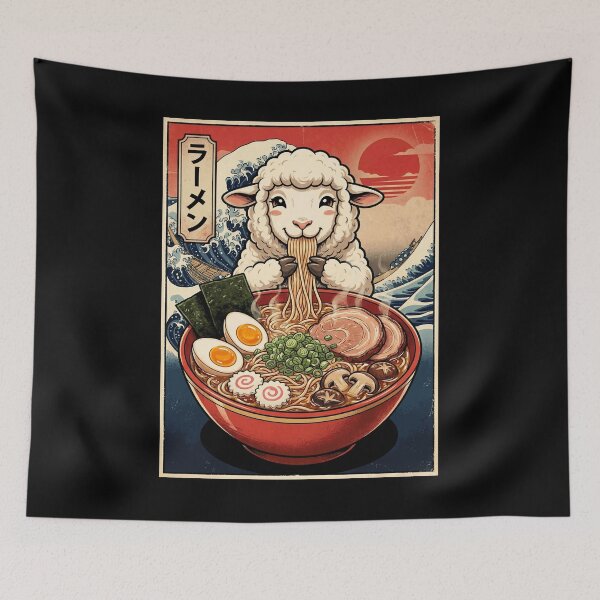 Item preview, Vintage Sheep Ramen Japanese Kawaii Anime Animal Lover designed and sold by TerryConnells.