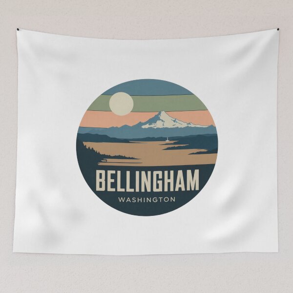 Item preview, Bellingham Washington: Retro Mountain Landscape Badge designed and sold by CircinusStore.