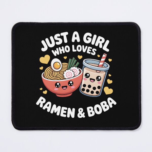 Item preview, Just A Girl Who Loves Ramen And Boba Bubble Tea Japanese T-Shirt, ramen lover tee, boba tea shirt, japanese ramen shirt, bubble tea designed and sold by THREE LITTLE BEANS.