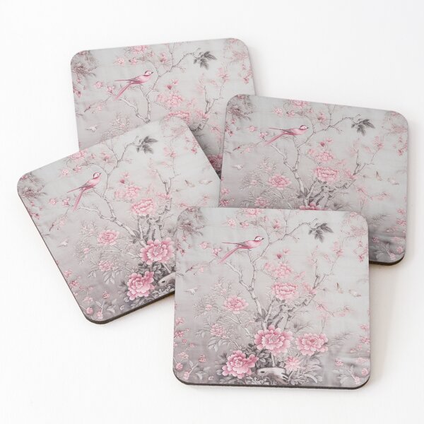 Item preview, Silk Floral Birds Pink Grey Gentle Chinese Carpet designed and sold by GrinGalore.