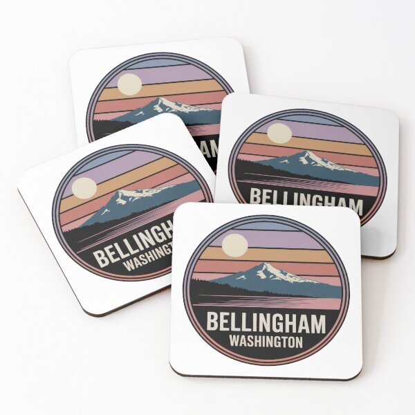 Item preview, Bellingham Washington: Retro Colorful Mountain Sunset Badge designed and sold by CircinusStore.