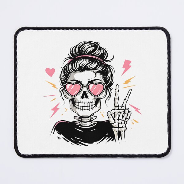 Item preview, Rock On Skeleton Girl - Pink Heart Glasses Spooky Chic designed and sold by myforestfog.